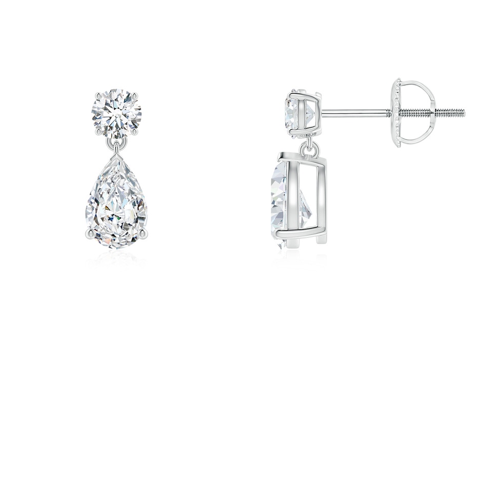6x4mm FGVS Lab-Grown Pear-Shaped Diamond Drop Earrings in 18K White Gold 