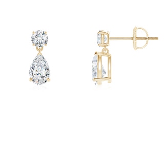 6x4mm FGVS Lab-Grown Pear-Shaped Diamond Drop Earrings in Yellow Gold