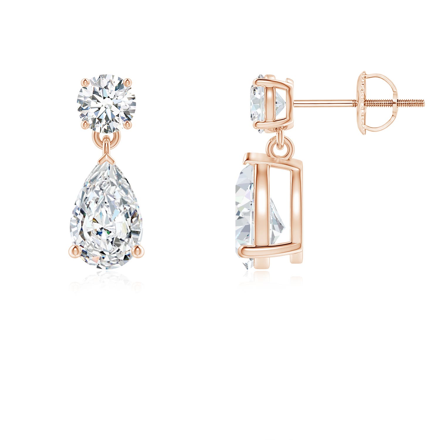 8x5mm FGVS Lab-Grown Pear-Shaped Diamond Drop Earrings in 18CT Rose Gold