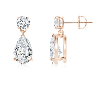 9.5x6mm FGVS Lab-Grown Pear-Shaped Diamond Drop Earrings in 9K Rose Gold