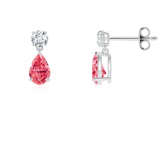 6x4mm Labgrown Pear-Shaped Lab-Grown Fancy Intense Pink Diamond Drop Earrings in P950 Platinum