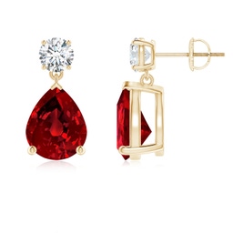 Yellow Gold Lab Grown Ruby Earrings