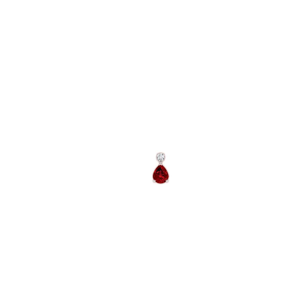 12x10mm Labgrown Lab-Grown Pear-Shaped Ruby Drop Earrings with Lab Diamond in White Gold ear