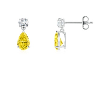 6x4mm Labgrown Pear-Shaped Lab-Grown Fancy Intense Yellow Diamond Drop Earrings in P950 Platinum