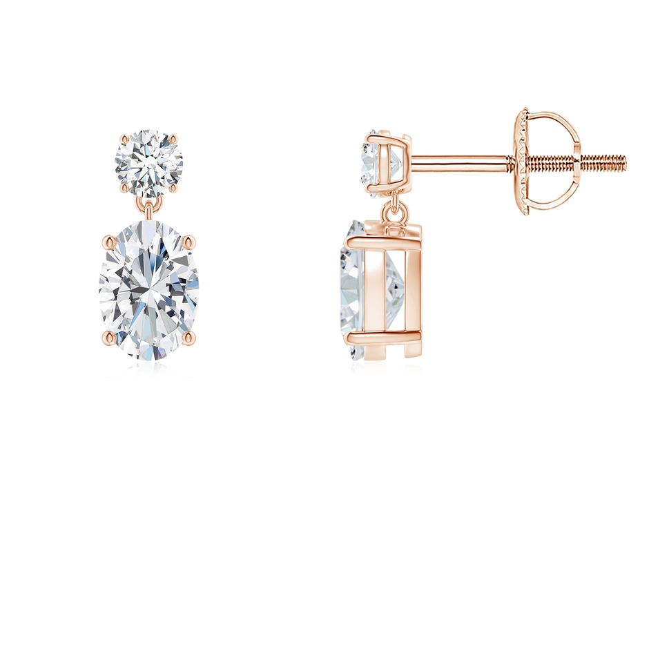 6x4mm FGVS Lab-Grown Oval Diamond Drop Earrings in Rose Gold 