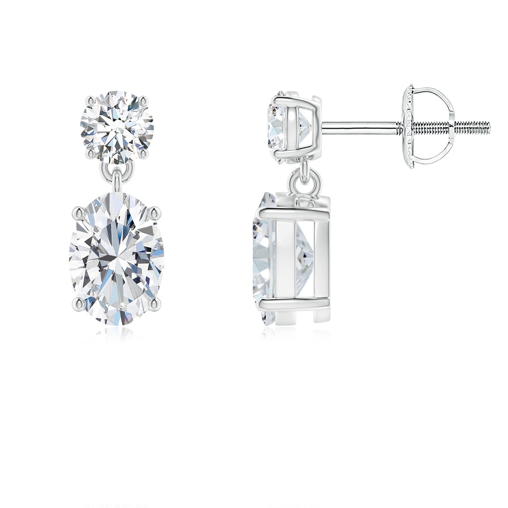 7.3x5.2mm FGVS Lab-Grown Oval Diamond Drop Earrings in White Gold