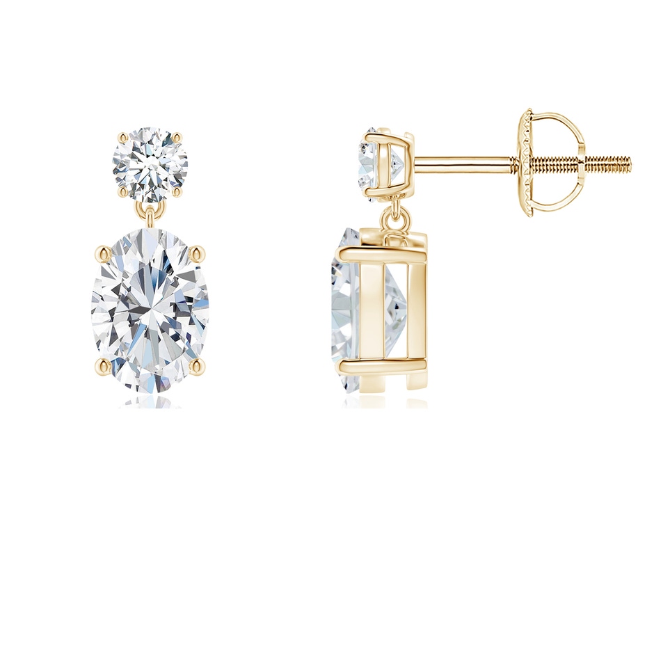 7x5mm FGVS Lab-Grown Oval Diamond Drop Earrings in Yellow Gold 
