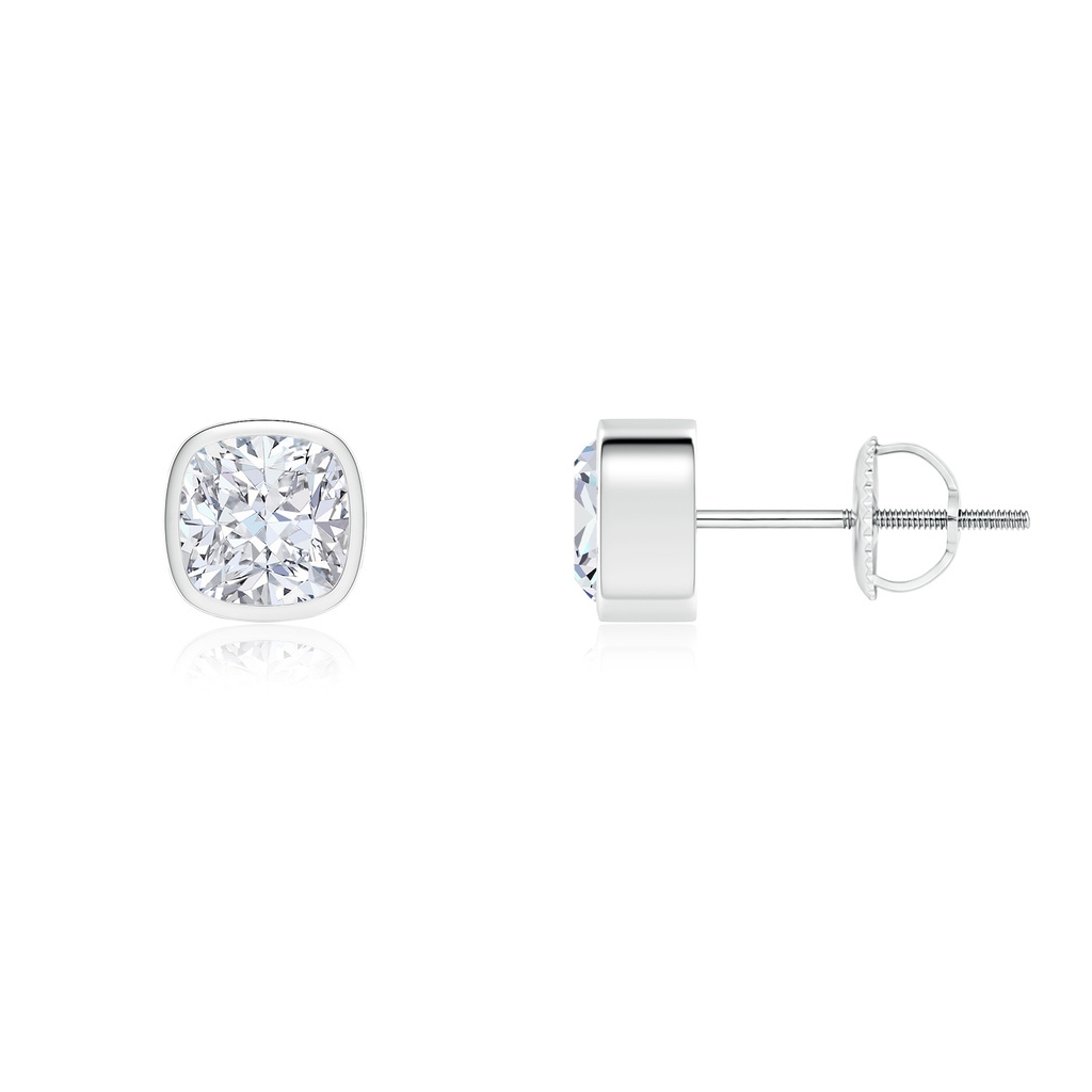 5.25mm FGVS Lab-Grown Classic Cushion Diamond Solitaire Stud Earrings in 18K White Gold