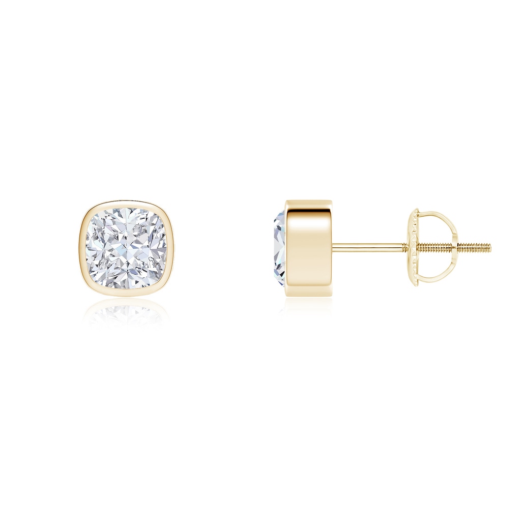 5.25mm FGVS Lab-Grown Classic Cushion Diamond Solitaire Stud Earrings in Yellow Gold