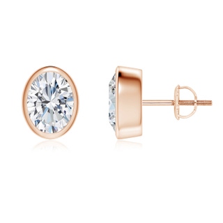 7.7x5.7mm FGVS Lab-Grown Classic Oval Diamond Solitaire Stud Earrings in Rose Gold