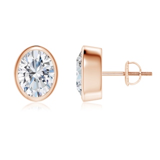 8.5x6.5mm FGVS Lab-Grown Classic Oval Diamond Solitaire Stud Earrings in Rose Gold