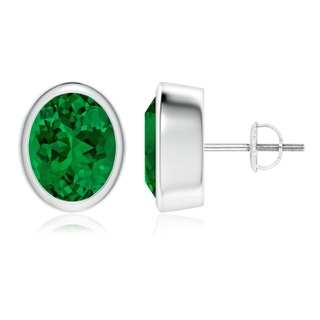 10x8mm Labgrown Lab-Grown Classic Oval Emerald Solitaire Stud Earrings in P950 Platinum