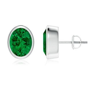 9x7mm Labgrown Lab-Grown Classic Oval Emerald Solitaire Stud Earrings in P950 Platinum