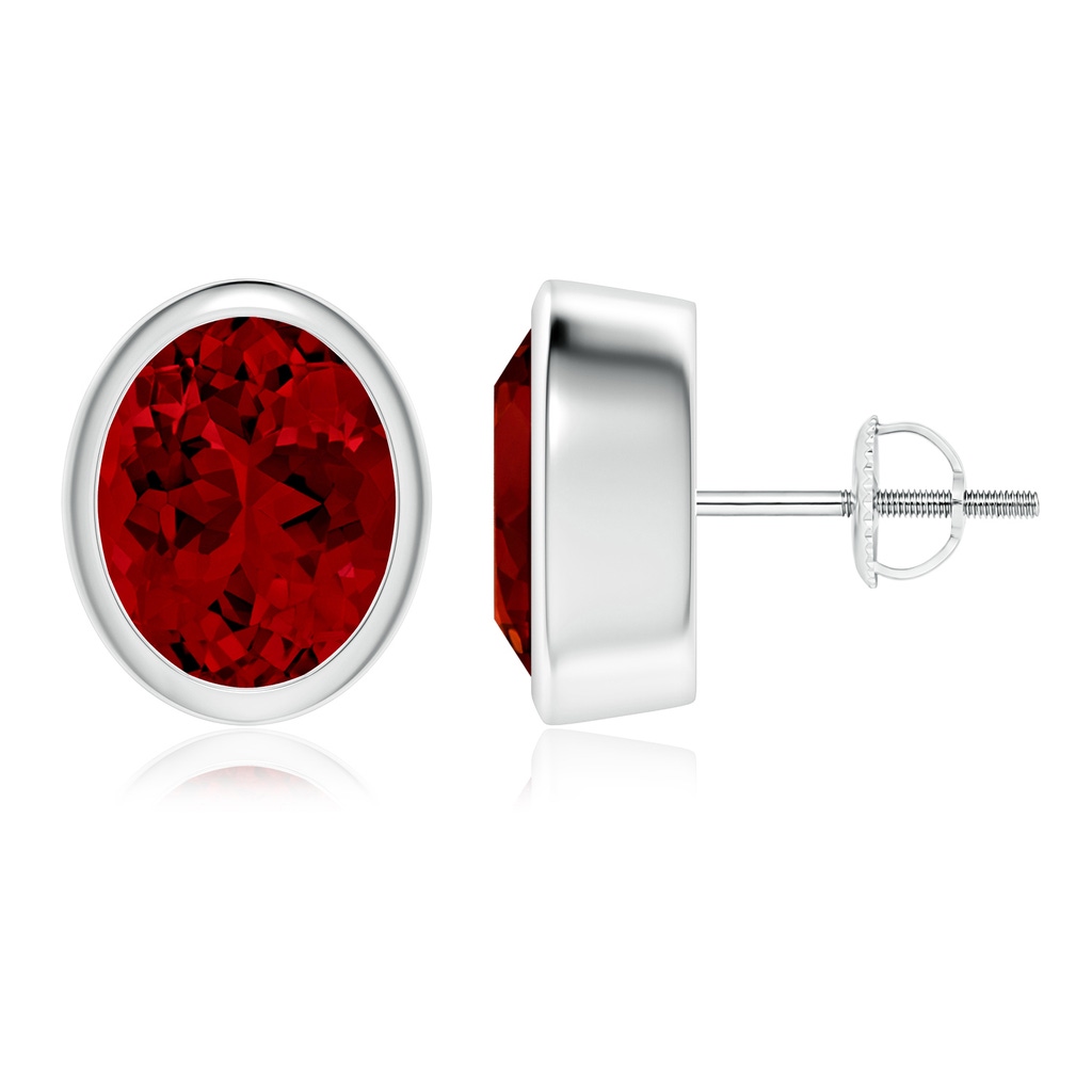 10x8mm Labgrown Lab-Grown Classic Oval Ruby Solitaire Stud Earrings in P950 Platinum