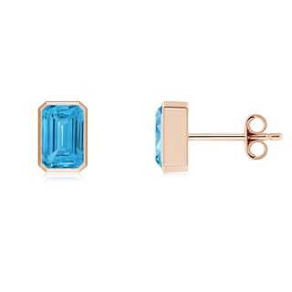 6.5x4mm Labgrown Classic Emerald-Cut Lab-Grown Fancy Intense Blue Diamond Solitaire Stud Earrings in 18K Rose Gold