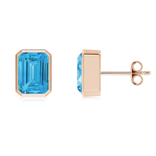 7.5x5.5mm Labgrown Classic Emerald-Cut Lab-Grown Fancy Intense Blue Diamond Solitaire Stud Earrings in 18K Rose Gold