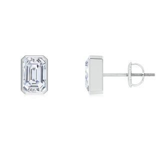 6.5x4mm FGVS Lab-Grown Classic Emerald-Cut Diamond Solitaire Stud Earrings in 18K White Gold