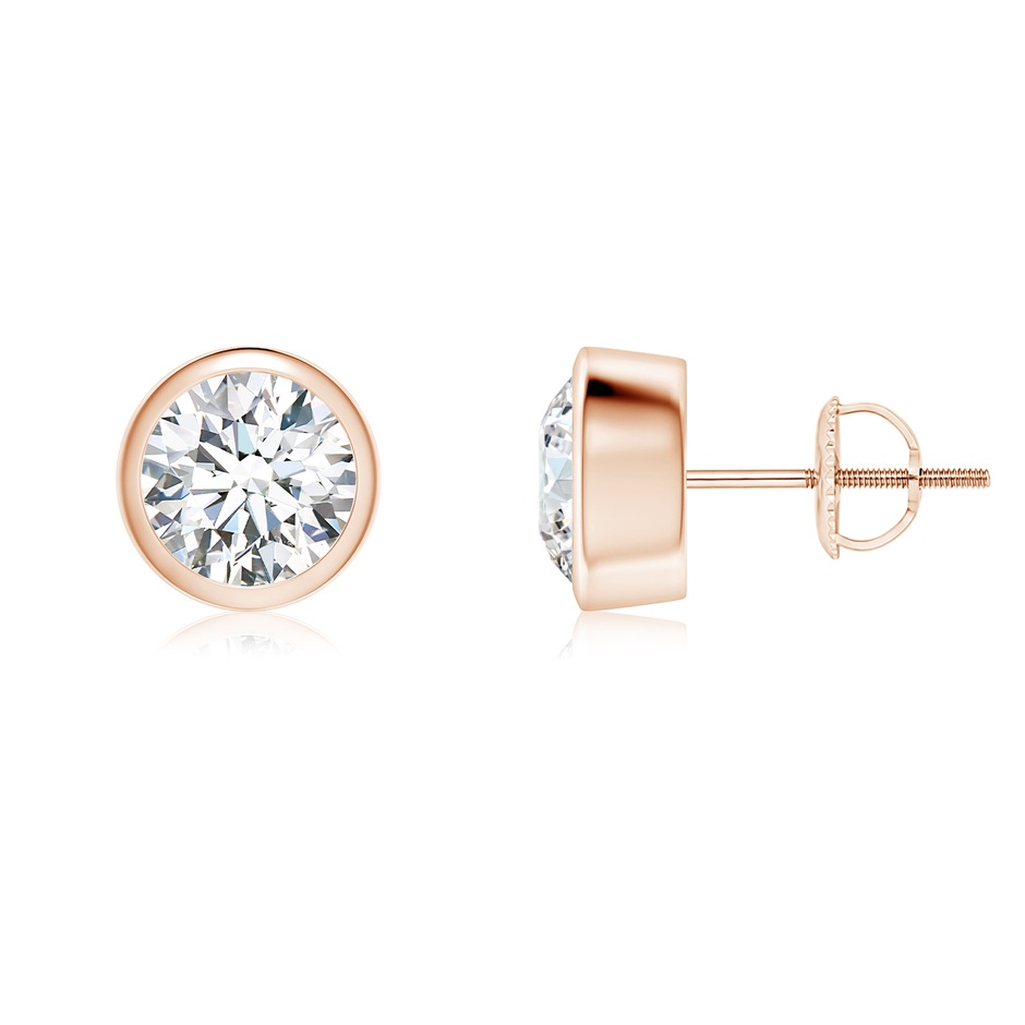 6.4mm FGVS Lab-Grown Classic Round Diamond Solitaire Stud Earrings in 9K Rose Gold 