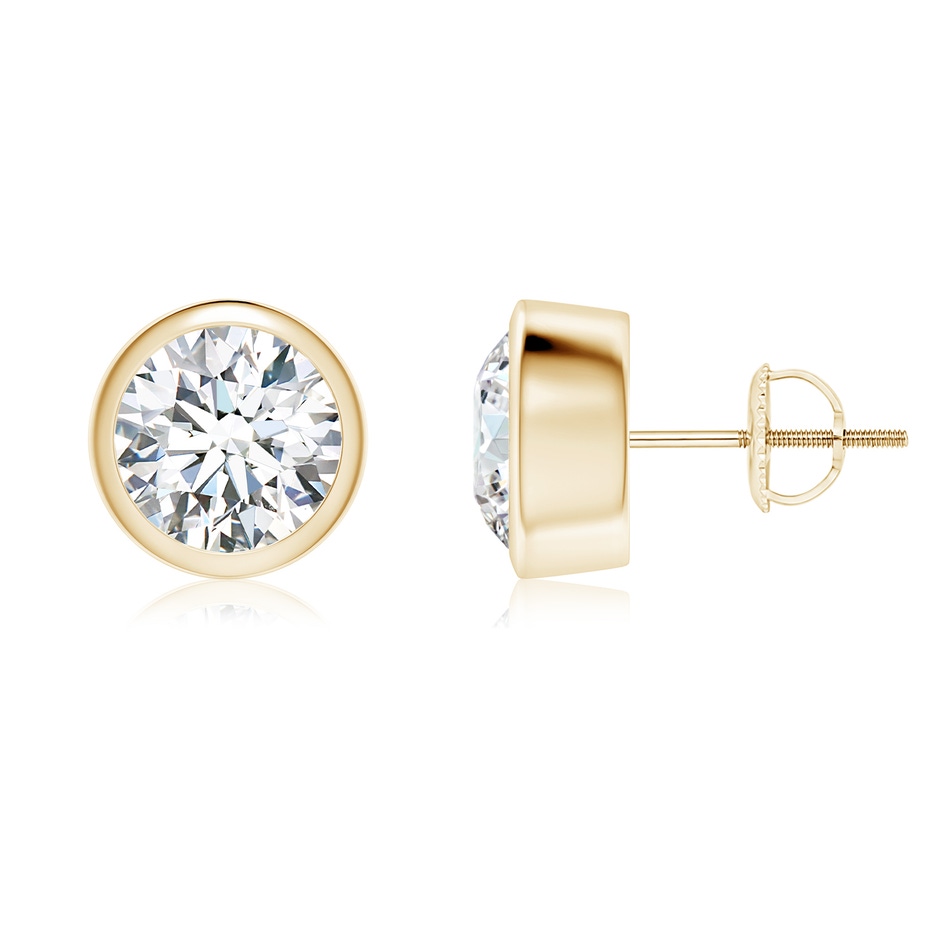 7.4mm FGVS Lab-Grown Classic Round Diamond Solitaire Stud Earrings in Yellow Gold 