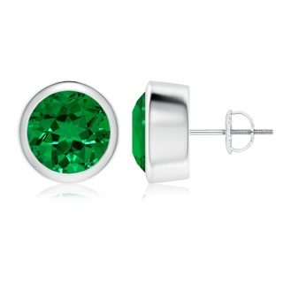 9mm Labgrown Lab-Grown Classic Round Emerald Solitaire Stud Earrings in P950 Platinum