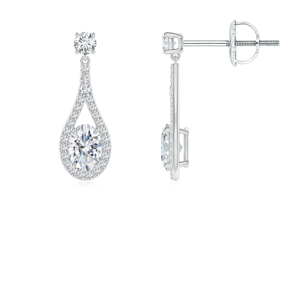 6.5x4.5mm FGVS Lab-Grown Oval Diamond Drop Earrings with Accents in White Gold 