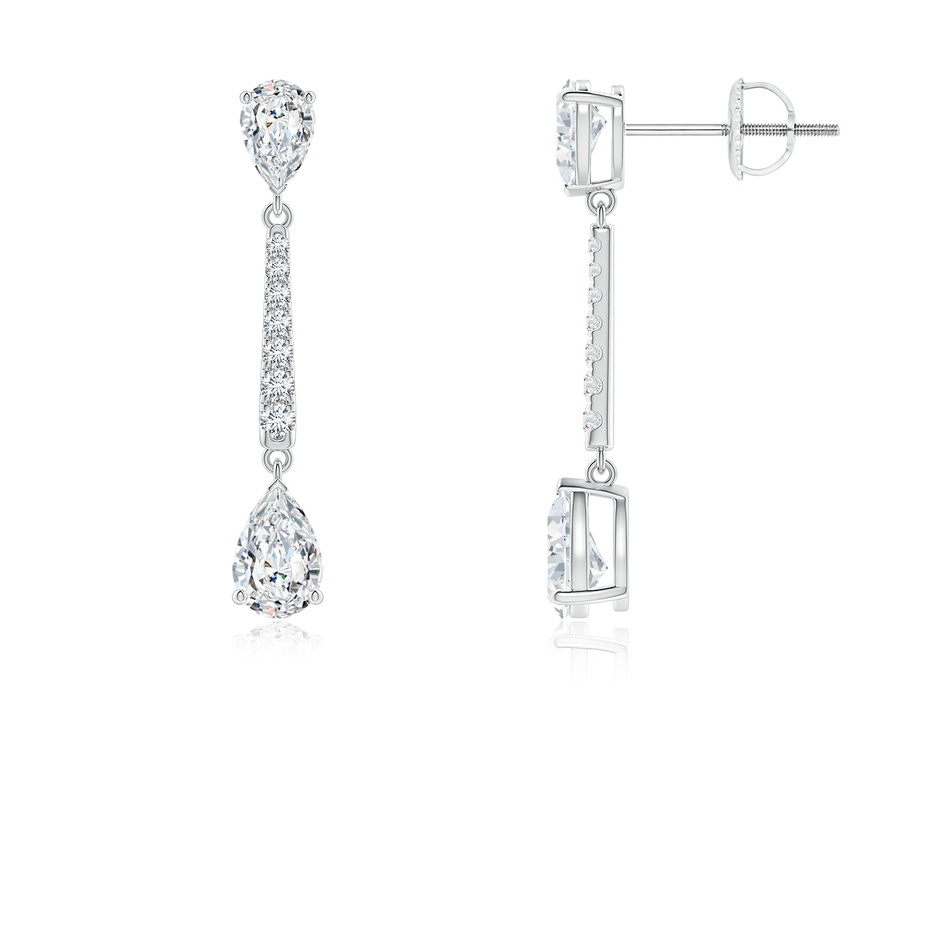 6x4mm FGVS Lab-Grown Pear-Shaped Diamond Bar Drop Earrings in White Gold 