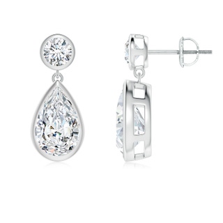 10x6.5mm FGVS Lab-Grown Bezel-Set Diamond Teardrop Earrings in P950 Platinum