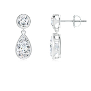 8x5mm FGVS Lab-Grown Bezel-Set Diamond Teardrop Earrings in P950 Platinum