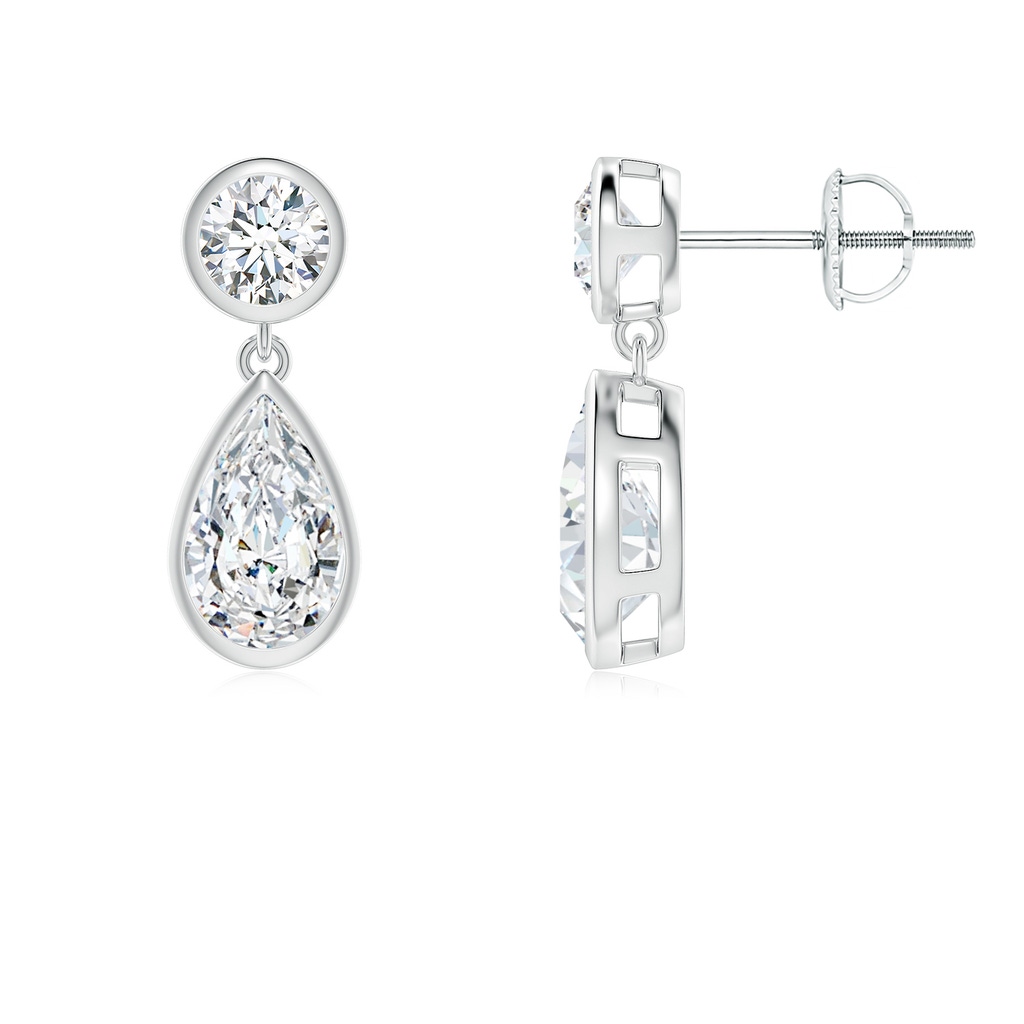 8x5mm FGVS Lab-Grown Bezel-Set Diamond Teardrop Earrings in White Gold