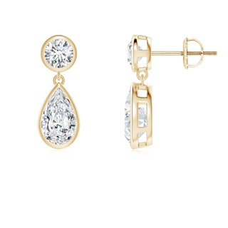 8x5mm FGVS Lab-Grown Bezel-Set Diamond Teardrop Earrings in Yellow Gold