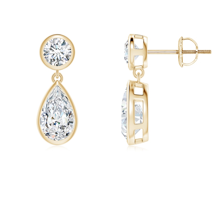 8x5mm FGVS Lab-Grown Bezel-Set Diamond Teardrop Earrings in Yellow Gold 