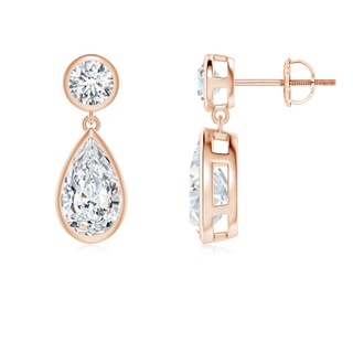 9x5.5mm FGVS Lab-Grown Bezel-Set Diamond Teardrop Earrings in 9K Rose Gold