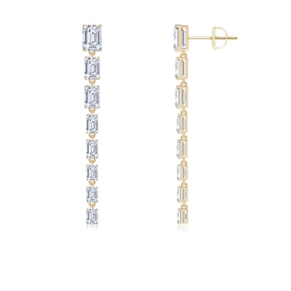 7x5mm FGVS Lab-Grown Graduated Emerald-Cut Diamond Long Dangle Earrings in 18K Yellow Gold