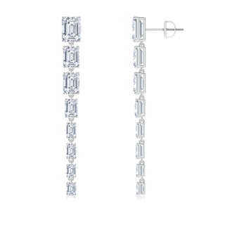 8x6mm FGVS Lab-Grown Graduated Emerald-Cut Diamond Long Dangle Earrings in P950 Platinum