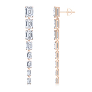 9x7mm FGVS Lab-Grown Graduated Emerald-Cut Diamond Long Dangle Earrings in 10K Rose Gold