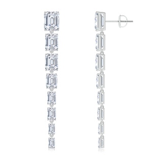 9x7mm FGVS Lab-Grown Graduated Emerald-Cut Diamond Long Dangle Earrings in P950 Platinum