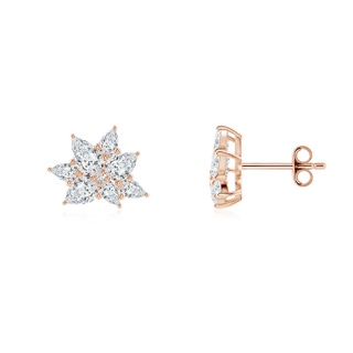 5x3mm FGVS Pear Lab-Grown Diamond Clustre Floral Stud Earrings in 9K Rose Gold