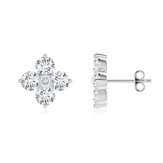 4.1mm FGVS Nature Inspired Round Lab-Grown Diamond Flower Stud Earrings in P950 Platinum