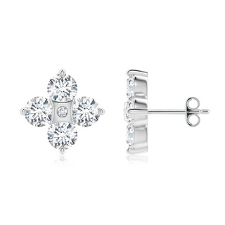 4.6mm FGVS Nature Inspired Round Lab-Grown Diamond Flower Stud Earrings in P950 Platinum