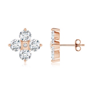 4.6mm FGVS Nature Inspired Round Lab-Grown Diamond Flower Stud Earrings in Rose Gold