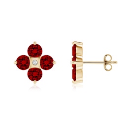 Fashion Studs Yellow Gold Lab Grown Ruby Earrings