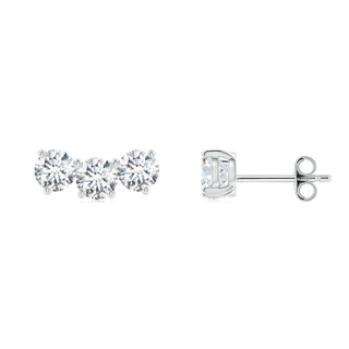 4.1mm FGVS Prong-Set Round Lab-Grown Diamond Three Stone Stud Earrings in P950 Platinum