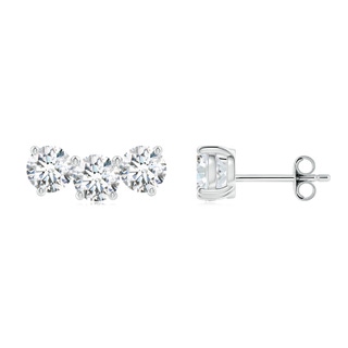 4.5mm FGVS Prong-Set Round Lab-Grown Diamond Three Stone Stud Earrings in P950 Platinum