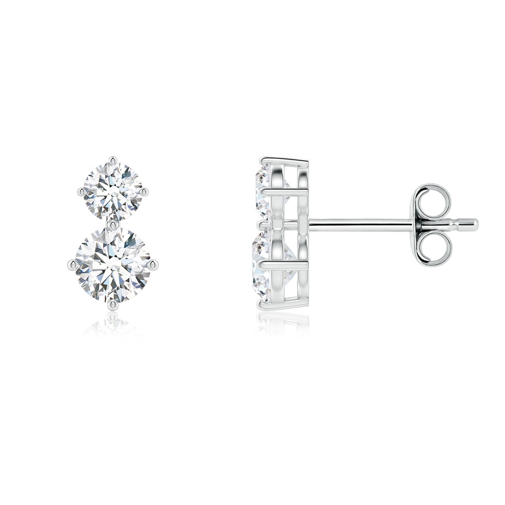 4.5mm FGVS Round Lab-Grown Diamond Two Stone Stud Earrings in P950 Platinum
