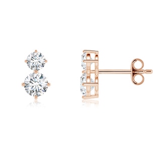 4.5mm FGVS Round Lab-Grown Diamond Two Stone Stud Earrings in Rose Gold