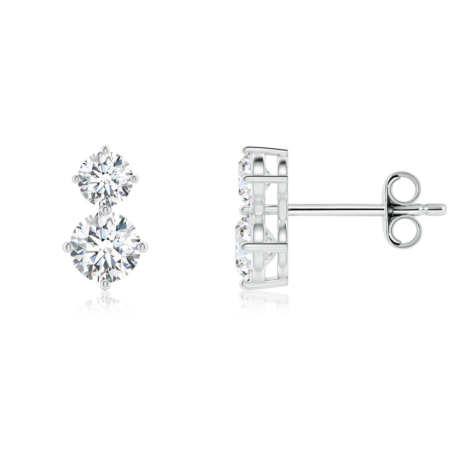 4.5mm FGVS Round Lab-Grown Diamond Two Stone Stud Earrings in White Gold 