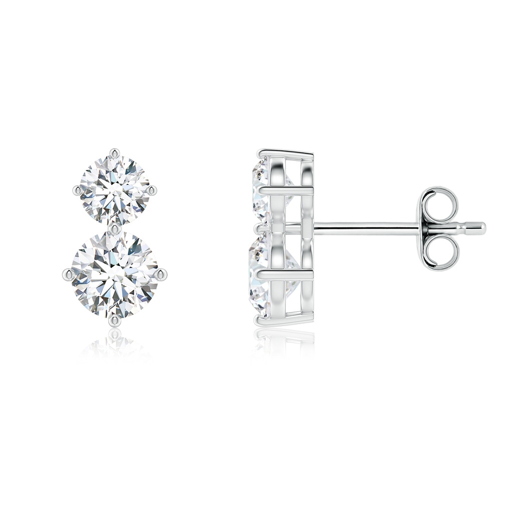 5.1mm FGVS Round Lab-Grown Diamond Two Stone Stud Earrings in White Gold