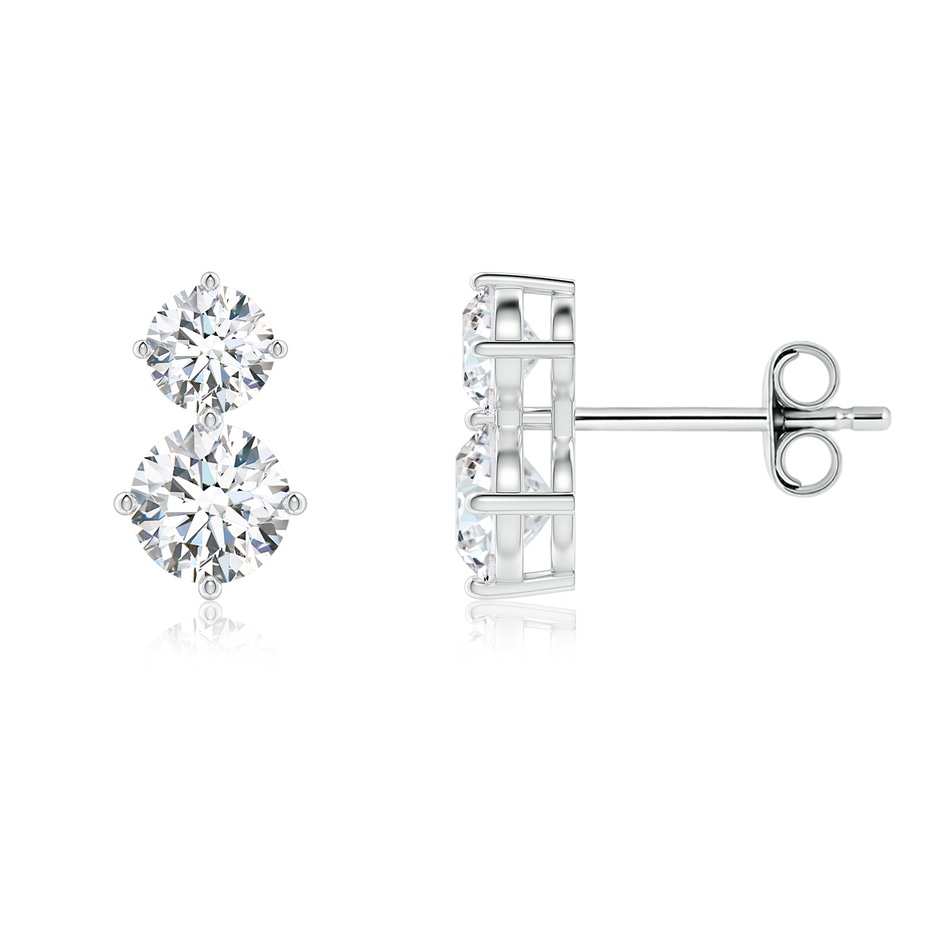 5.1mm FGVS Round Lab-Grown Diamond Two Stone Stud Earrings in White Gold 