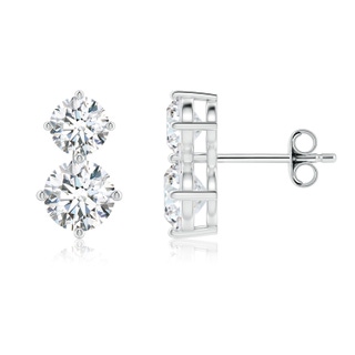 6mm FGVS Round Lab-Grown Diamond Two Stone Stud Earrings in P950 Platinum