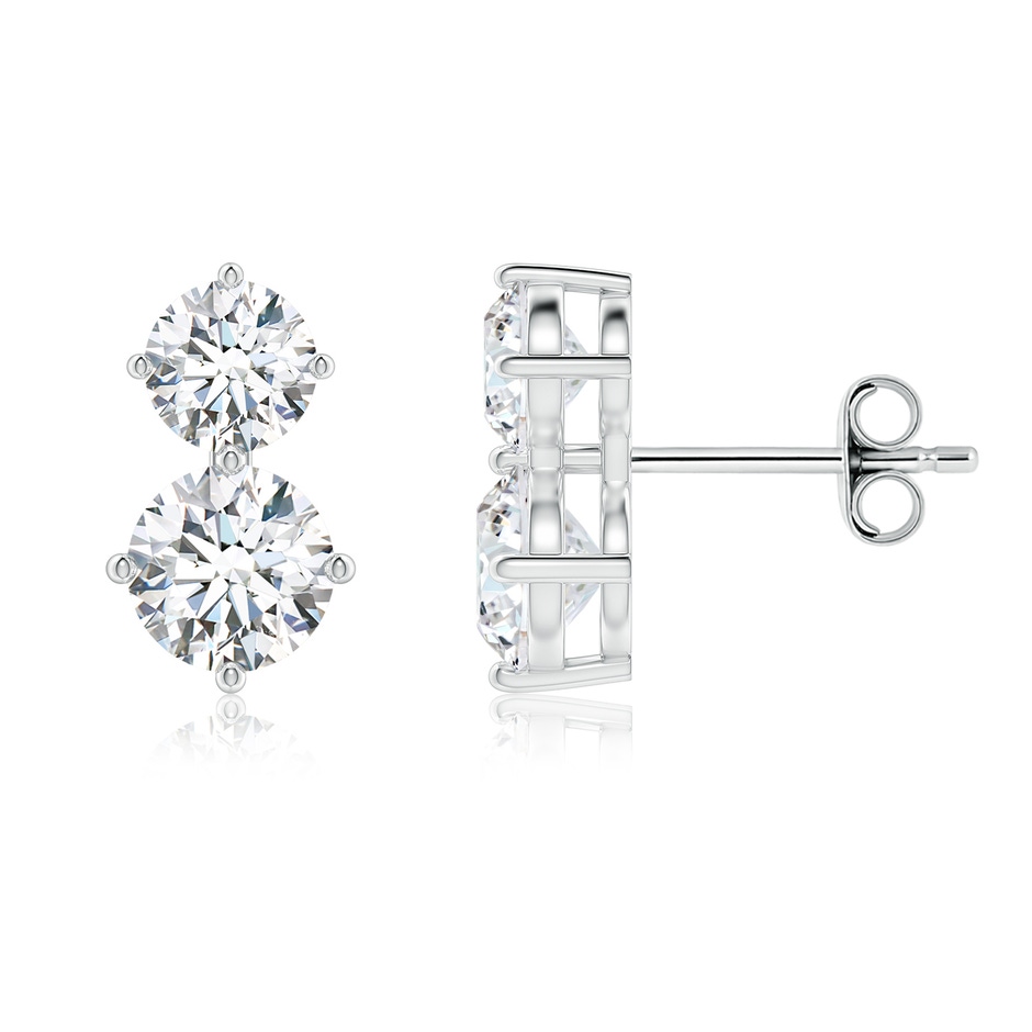 6mm FGVS Round Lab-Grown Diamond Two Stone Stud Earrings in P950 Platinum 
